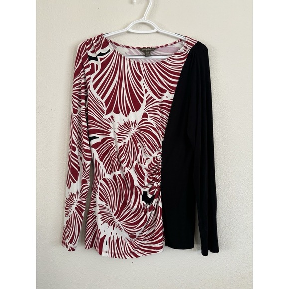 Women's Tommy Bahama Long Sleeve Shirt Top Large Unique Pattern Runched Side - Picture 1 of 7